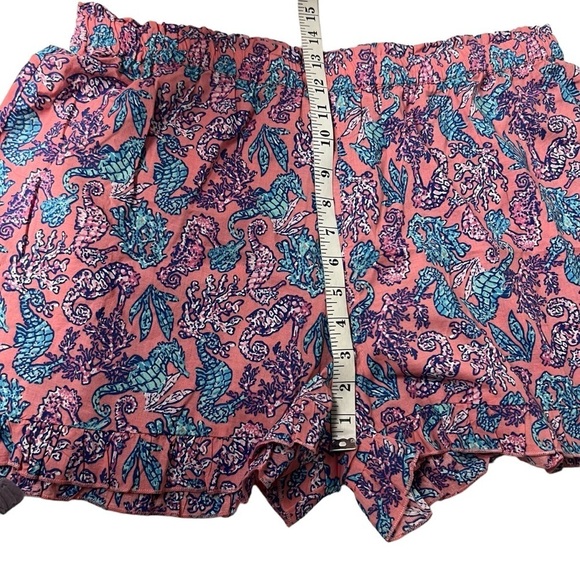 NWT Simply Southern Seahorses & Coral Ruffles Elastic Waist Shorts SZ L Beach - Picture 5 of 6
